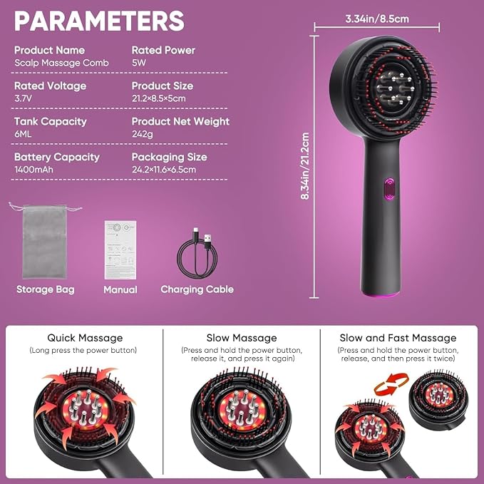 3-in-1 Electric Scalp Massager & Hair Growth Applicator