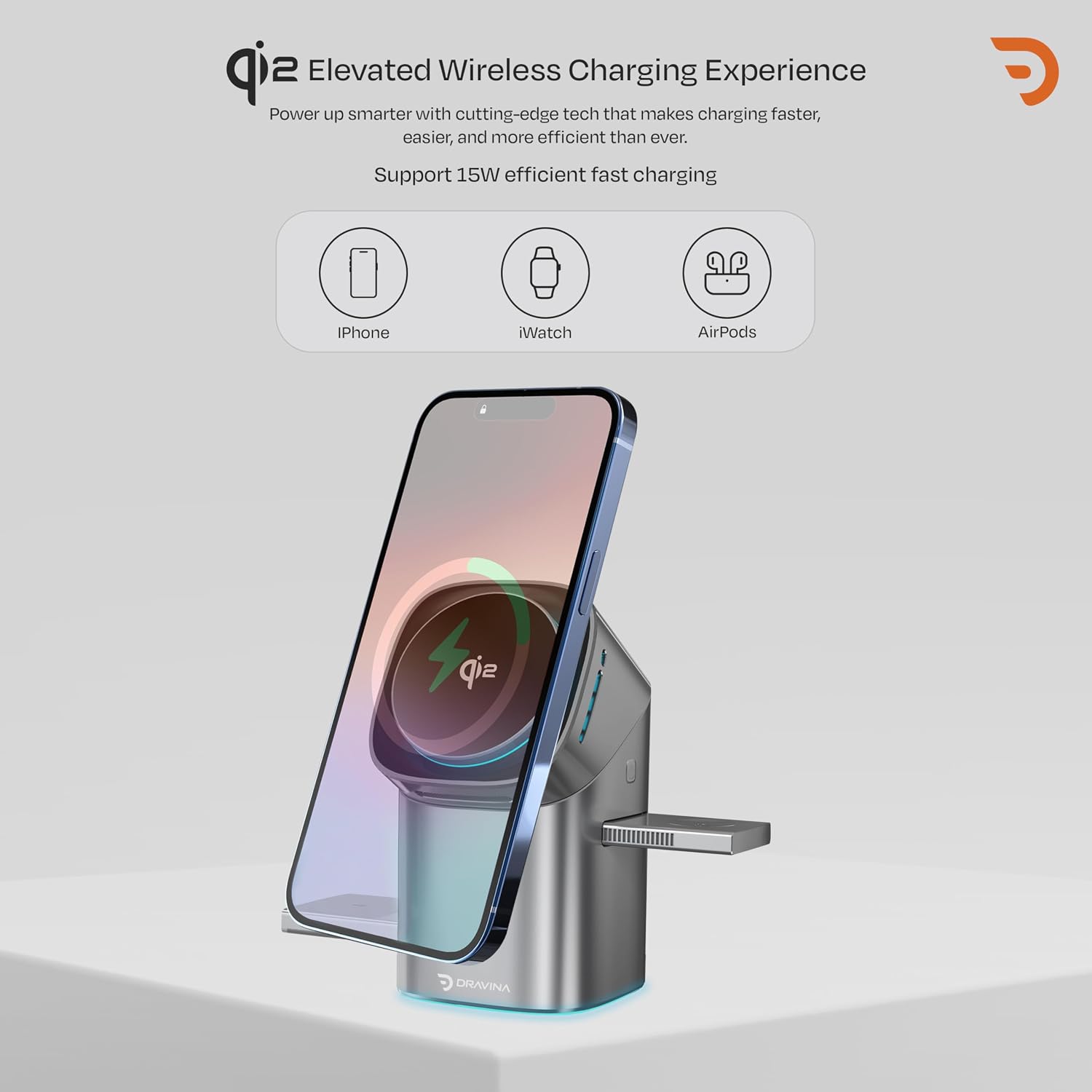 3-in-1 Magnetic Wireless Charging Station with 180° Rotating Stand