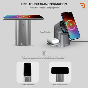 3-in-1 Magnetic Wireless Charging Station with 180° Rotating Stand
