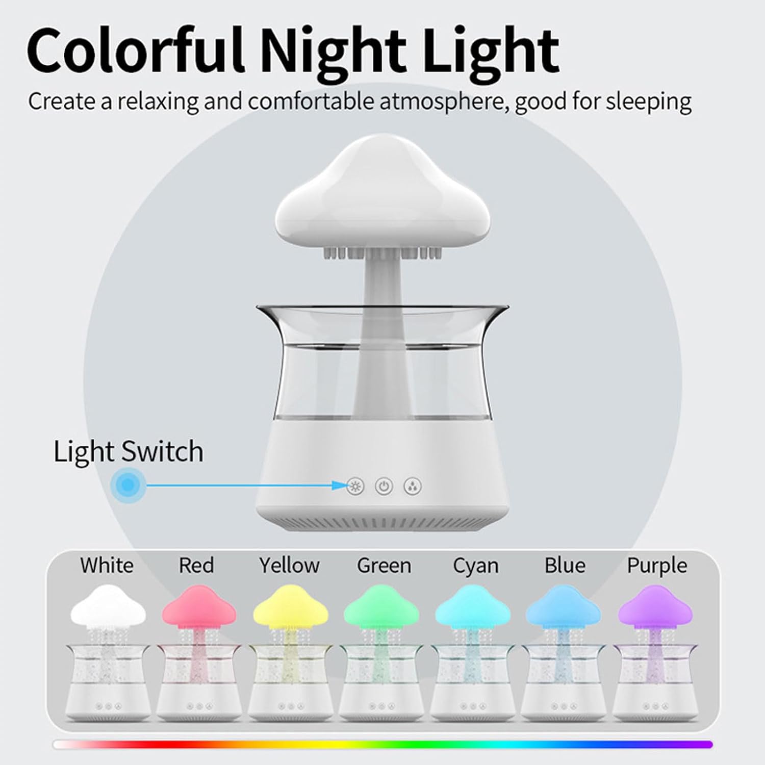 Rain Cloud Mushroom Humidifier & Essential Oil Diffuser with LED Night Light